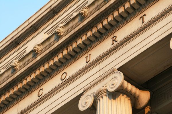 a close up of a court building