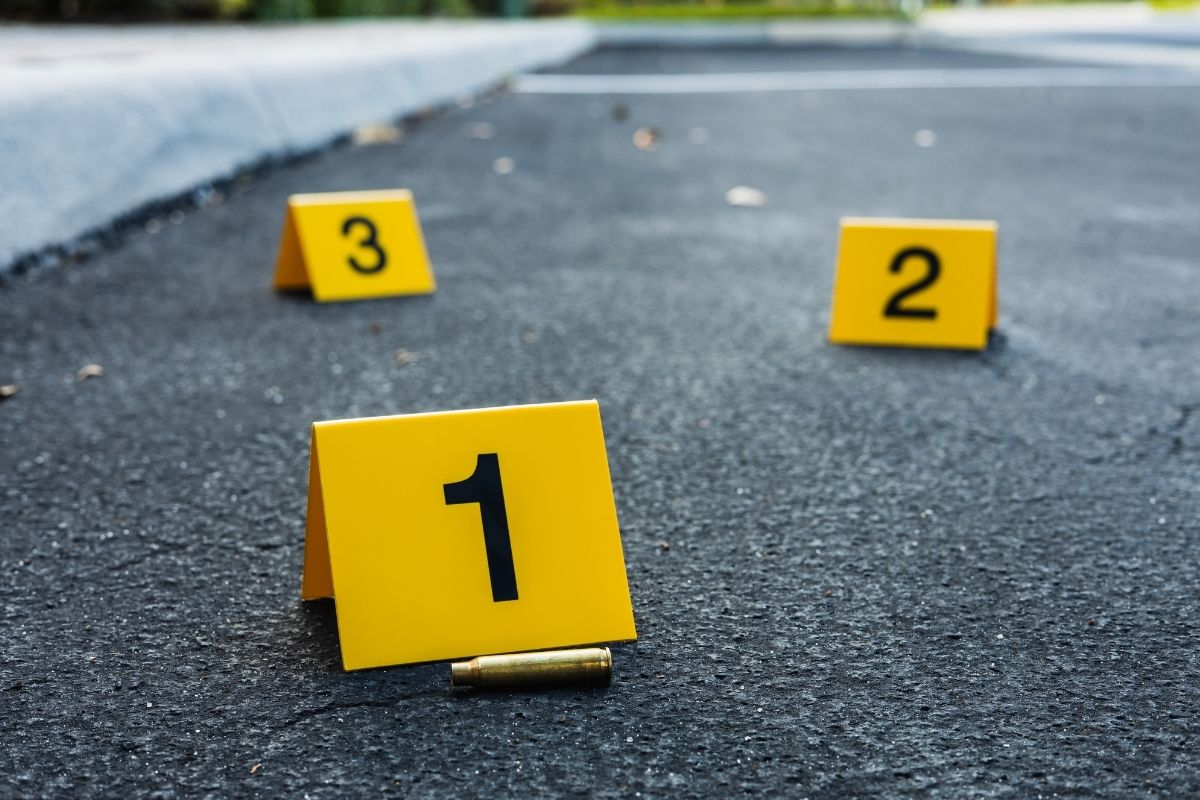 evidence cards highlighting bullet casings