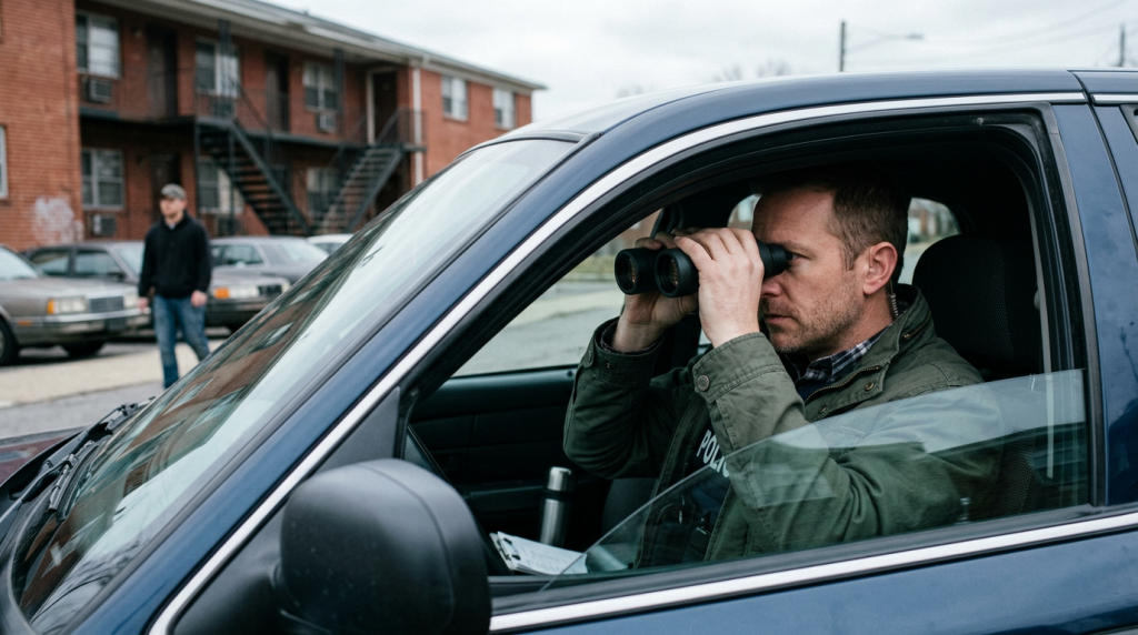 a parole officer conducting surveillance on a parolee